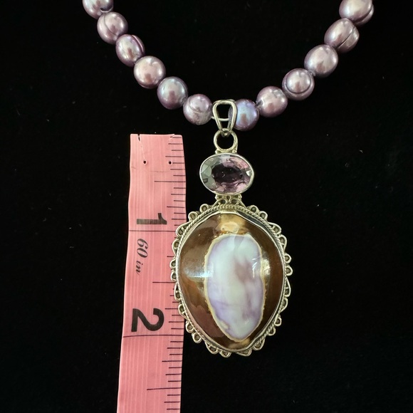 NWOT Purple Freshwater Pearl, Amethyst & Shell Necklace - Picture 6 of 8